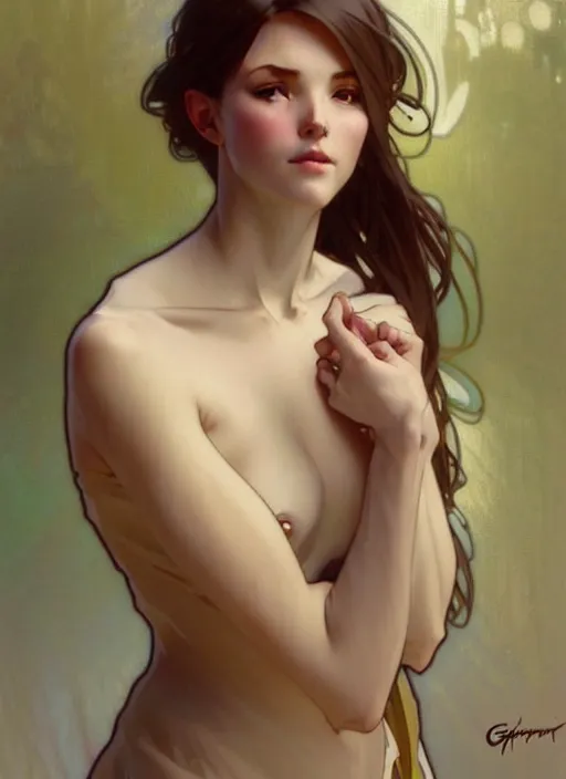 Image similar to digital character concept art by artgerm, by greg rutkowski, by alphonse mucha. clear portrait of a shy modern wife blessed by god to grow immaculately fertile and perfect!! blonde, in clothes! holy body! light effect. hyper detailed, glowing lights!! intricate, elegant, digital painting, artstation, smooth, sharp focus