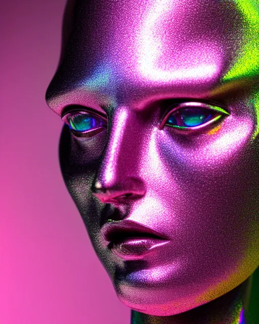 Image similar to hyperrealist highly intricate neo-gothic bust pink iridescent exoskeleton beautiful goddess concept art pascal blanche key sage dramatic yellow lighting 8k high angle shallow depth of field
