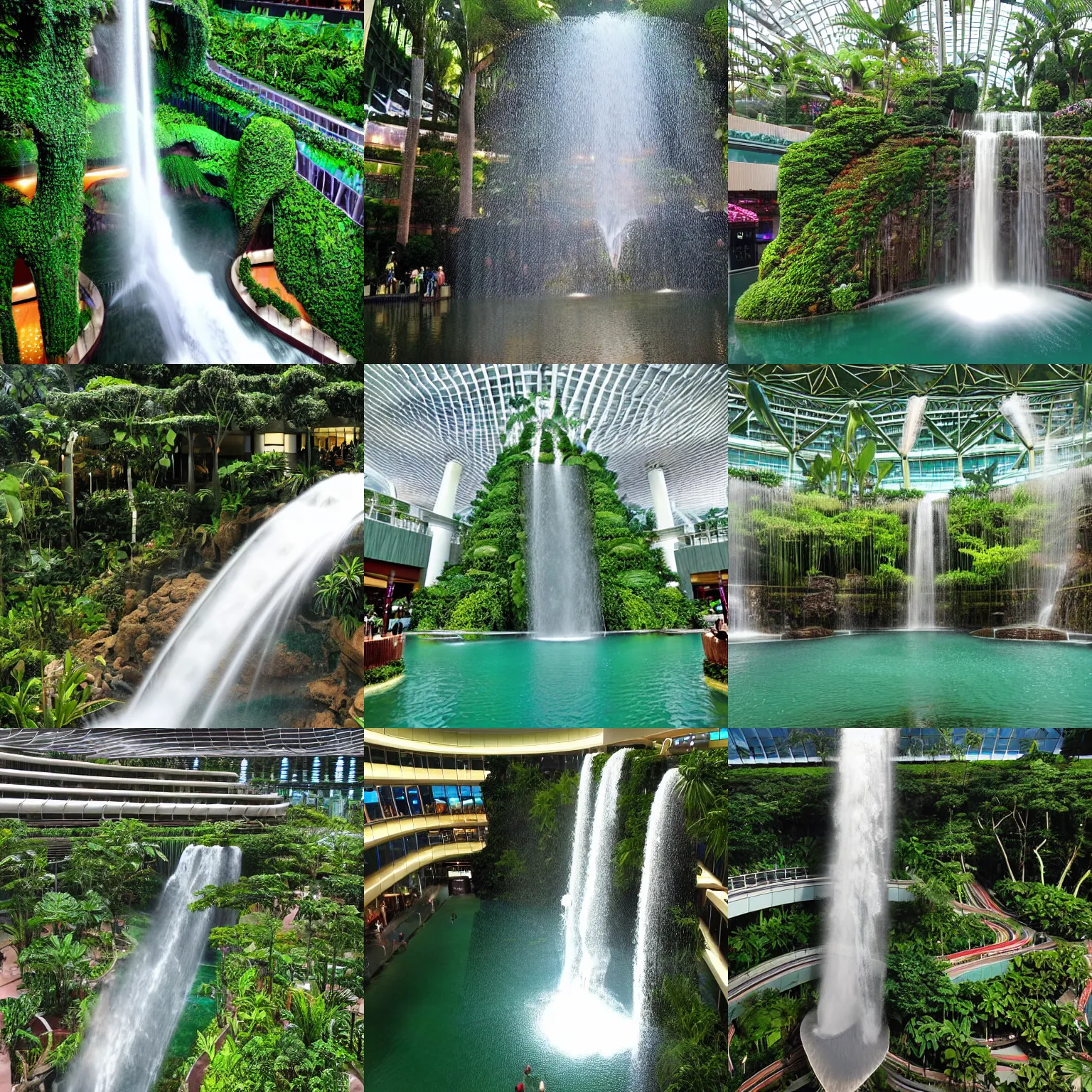 Prompt: jewel changi airport waterfall