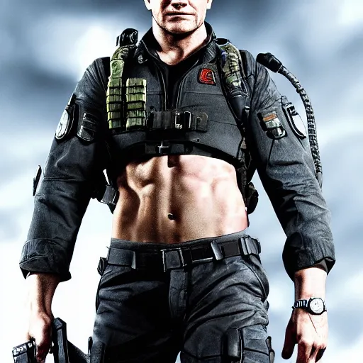 Image similar to David Boreanaz as chris redfield, 4k, high detail, high-resolution photograph