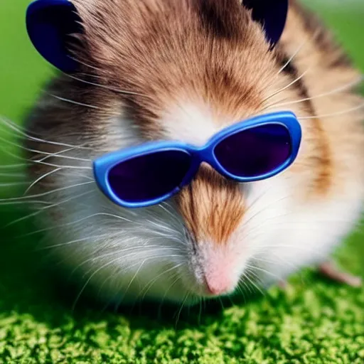 Prompt: cool hamster wearing shades and a gold chain