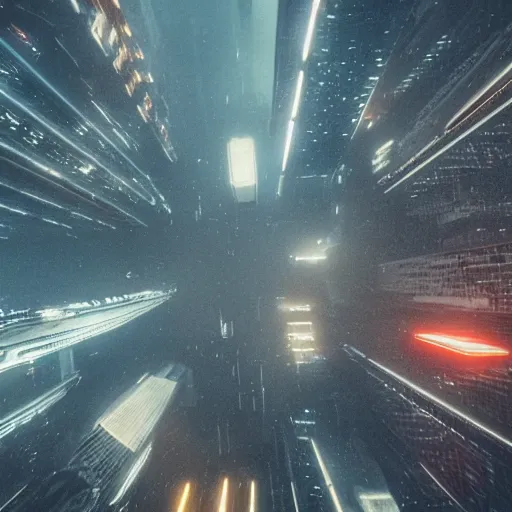 Image similar to blade runner, cyberpunk, futuristic, drones in the sky, sunrise, cold, rainy, sharp focus, view from the top of a big building, water at the ground, boats,
