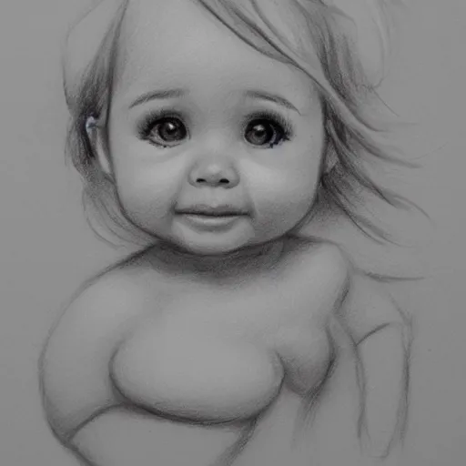 Prompt: a cute toddler, by jim kin, trending on artstation, pencil sketch