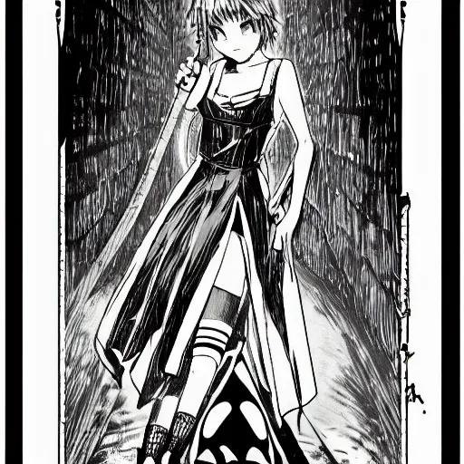 Image similar to precisely drawn illustration of anime old abandoned sewer tunnel, old-fashioned tarot card, victorian playing card, sepia tone, wide angle, sharp, fine details, anime, manga, cyberpunk, intense line art, 8k, precise linework, realistic, shaded lighting by katsuhiro otomo ghost-in-the-shell, magali villeneuve, artgerm, rutkowski Jeremy Lipkin and Giuseppe Dangelico Pino and Michael Garmash and Rob Rey