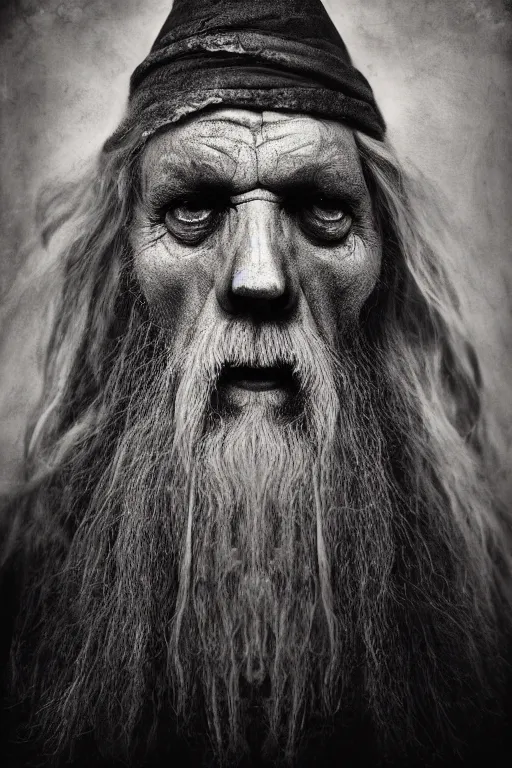 Prompt: portrait of the skull of gandalf by lee jeffries