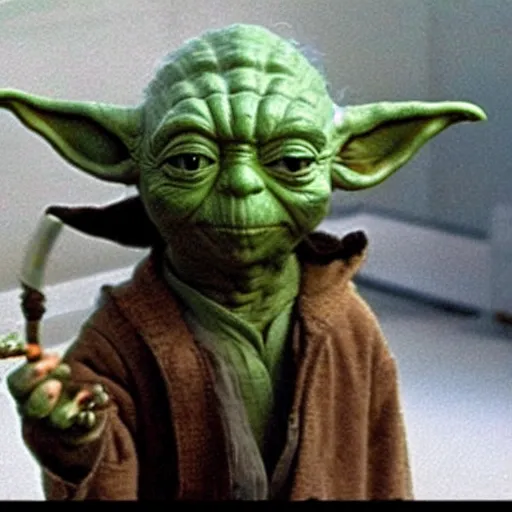 Prompt: yoda with the world's biggest blunt in his mouth