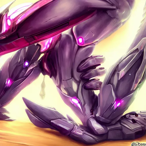 Prompt: very close up foot pov shot, detailed foot shot, feet art pov, hyperdetailed elegant beautiful stunning hot anthropomorphic mecha female goddess dragon laying down showing detailed dragon feet at camera, furry paw pov art, anthro paw pov art, sharp silver armor fuchsia skin, sleek legs, warframe destiny fanart, giantess art, dragon paws, octane