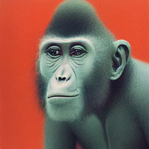 Image similar to monkey by zdzisław beksinski