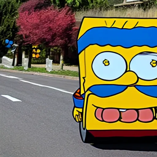 Image similar to bart simpson driving a hearse