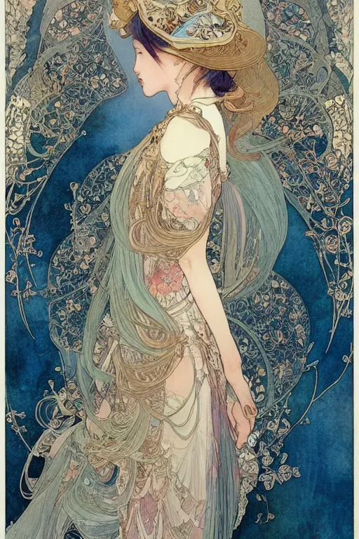 Prompt: a beautiful intricate watercolor illustration of a girl with birds, detailed paper, 4 k, ultra - wide angle, ornate, elagant, by william turner, by victo ngai, by alphonse mucha, by miho hirano, by moebius, hd, trending on artstation, hyper detailed, muted intense colors