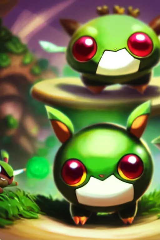 Image similar to teemo, a pokemon trading card of teemo, highly detailed pokemon trading card screenshot