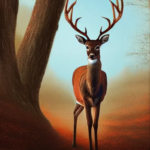 Prompt: a calming image of a deer. deer portrait. symmetric. award - winning photography. trending on artstation