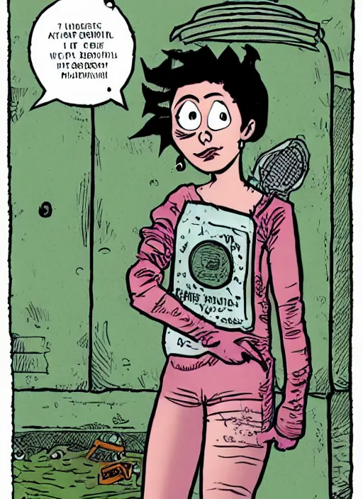 Prompt: a portrait of a pretty sewer punk young lady by alison bechdel