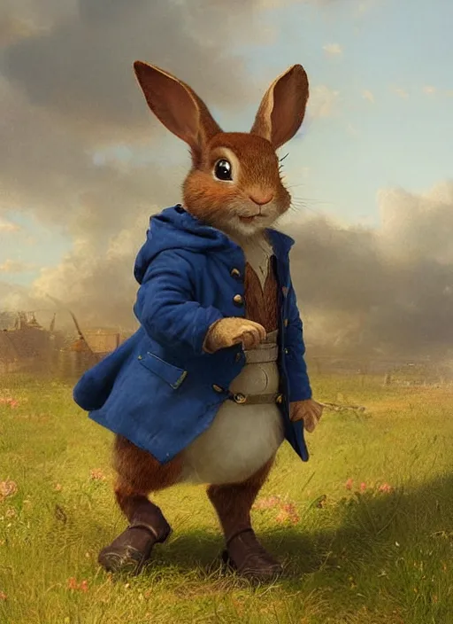 Prompt: peter rabbit as a civil war cavalry officer, digital art by eugene de blaas and ross tran, vibrant color scheme, highly detailed, in the style of romanticism, cinematic, artstation, greg rutkowski