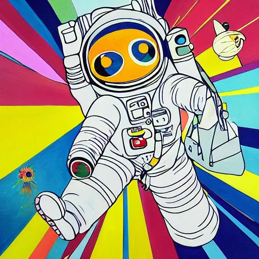 Image similar to astronaut painting by takashi murakami