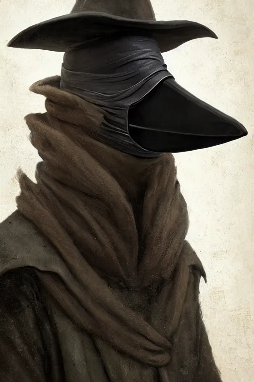 Image similar to A fancy portrait of a 1300's Plague Doctor with a beak mask by Greg Rutkowski, Sung Choi, Mitchell Mohrhauser, Maciej Kuciara, Johnson Ting, Maxim Verehin, Peter Konig, Bloodborne, 8k photorealistic, cinematic lighting, HD, high details, dramatic, dark atmosphere, trending on artstation