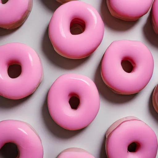 Image similar to photo of Peppa Pig, pink-frosted donuts, pink balloons, chess board, 50mm, beautiful photo