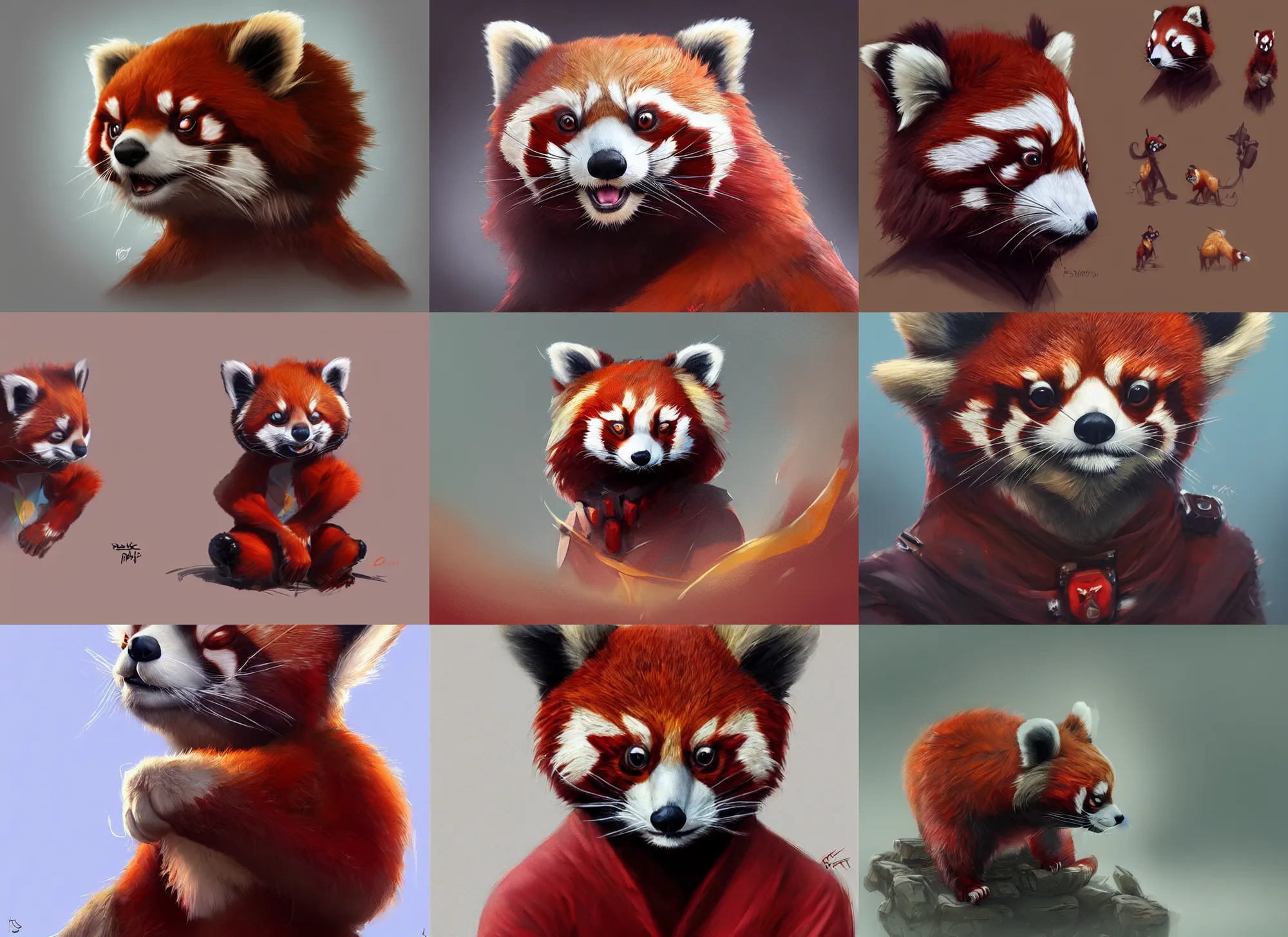 Prompt: detailed concept art of a anthropomorphic red panda character by patryk stefaniak, darek zabrocki artstation,