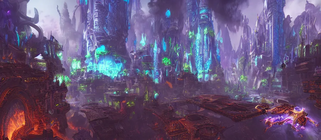 Image similar to world of warcraft futuristic, hyper detailed, cyberpunk