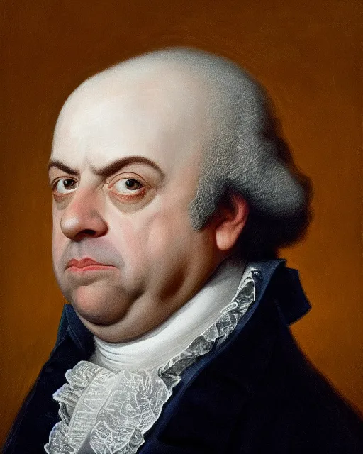 Prompt: upper body portrait of paul giamatti! as united states president john adams, 1 8 0 1, paul giamatti, official portrait, oil on canvas by anton otto fischer, trending on artstation