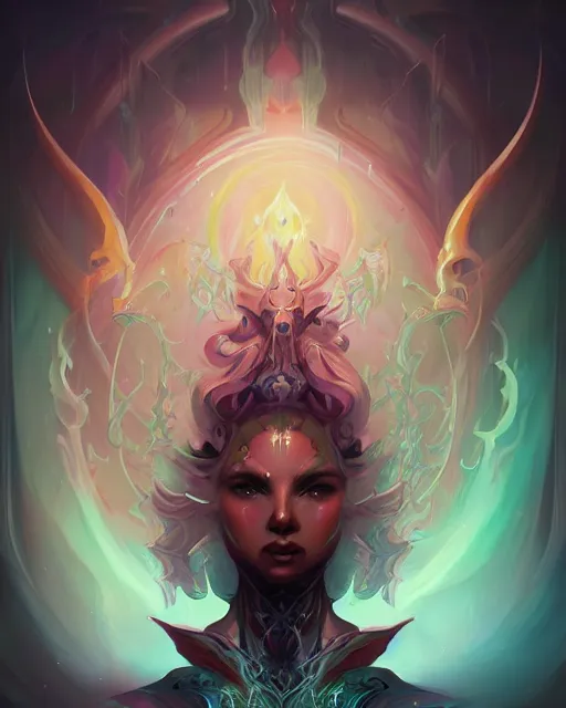 Prompt: portrait of a beautiful satanic cybernetic emanation, by pete mohrbacher and artgerm and wlop, digital art, highly detailed, intricate, fantasy, mystical, Trending on Artstation HQ, deviantart, unreal engine, 4K UHD image