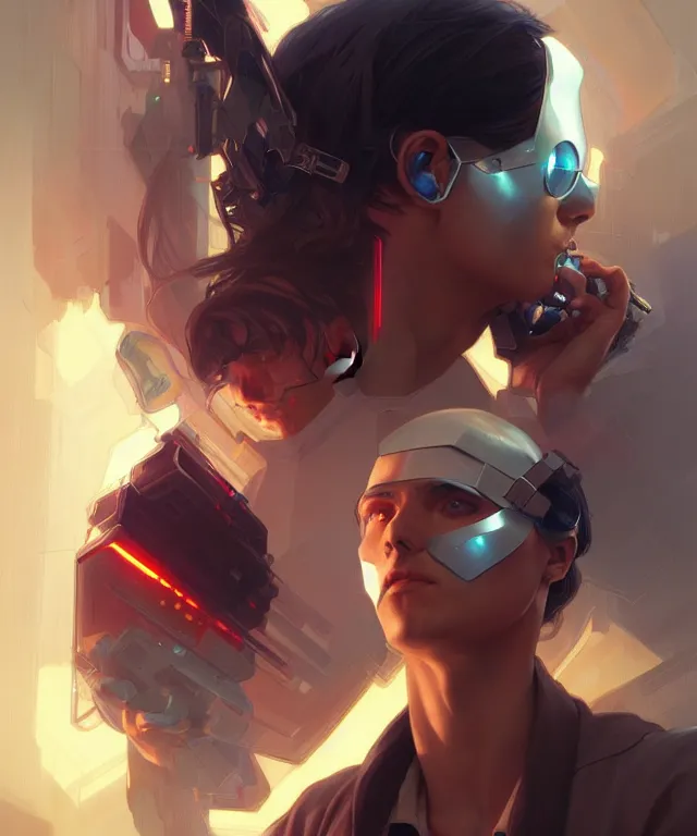 Image similar to Hacker man hacks computer, highly detailed, digital painting, artstation, concept art, smooth, sharp focus, illustration, art by artgerm and greg rutkowski and alphonse mucha