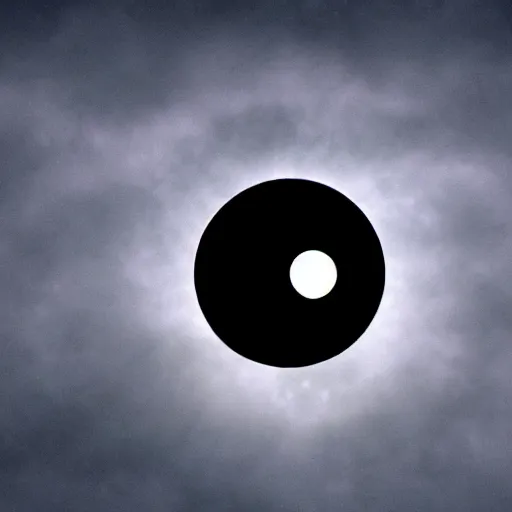 Prompt: a crescent eclipse in a cloudy sky, a matte painting by sin wi, pixabay, neo - romanticism, chillwave, atmospheric, mystical