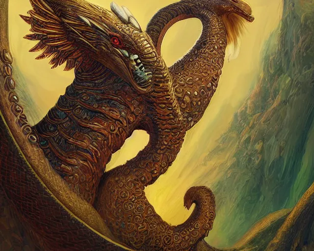 Prompt: digital painting of quetzalcoatl by filipe pagliuso and justin gerard, symmetric, fantasy, detailed, intricate, sharp focus, tarot card, gwent