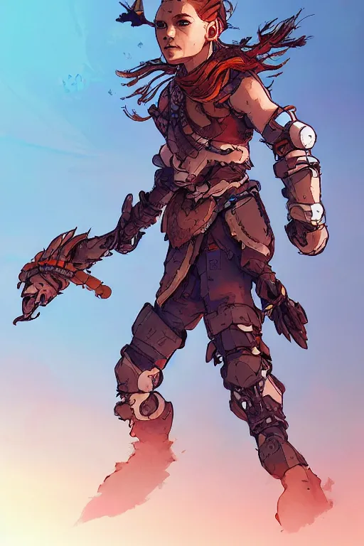 Image similar to combination suit armor aloy horizon forbidden west horizon zero dawn robot ninja mask helmet backpack tribal, art gta 5 comics, official fanart behance hd artstation by jesper ejsing, by rhads, makoto shinkai and lois van baarle, ilya kuvshinov, ossdraws radiating a glowing aura cgi rtx 2 0 2 2