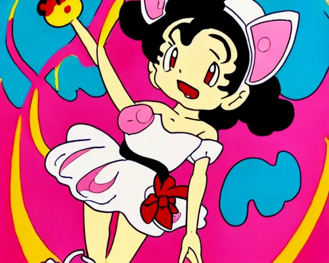 Image similar to Osamu Tezuka's Betty Boop as a magical girl, vintage anime, colorized retro cartoon, HD remaster