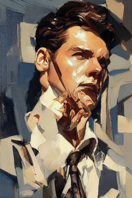 Image similar to mr krabs, painting by jc leyendecker!! phil hale!, angular, brush strokes, painterly, vintage, crisp