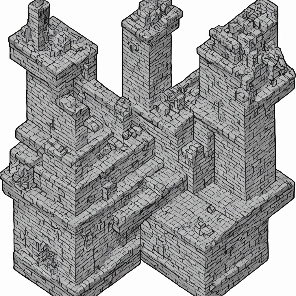 Prompt: wizard's tower, isometric lineart tile, png