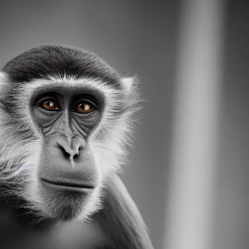 Prompt: monkey looking like Joe Biden, grey scale face, intricate, wild, highly detailed, hybrid animal, ape humanoid, looking like human, sharp focus