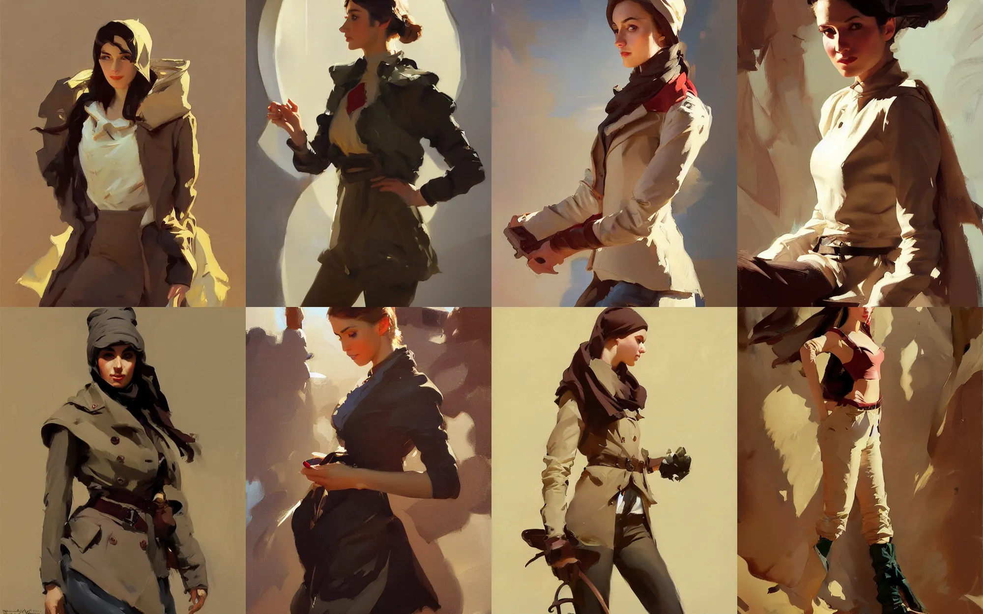 Prompt: portrait of russian iranian model girl jodhpurs winter traveler greg manchess painting by sargent and leyendecker, studio ghibli, fantasy, medium shot, asymmetrical, intricate, elegant, matte painting, illustration, hearthstone, by greg rutkowski, by greg tocchini, by james gilleard, by joe fenton