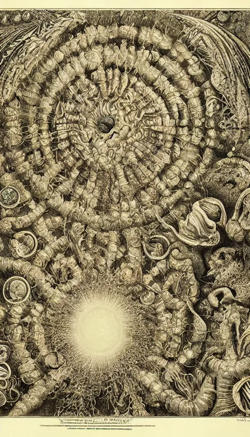 Prompt: the end of the world, by ernst haeckel