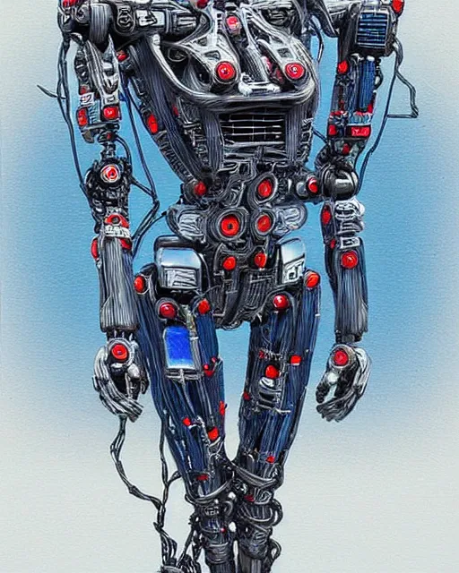 Image similar to Hiroshige portrait of a robot saint made of cables and robotic pod by artgerm