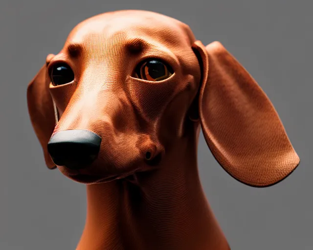 Prompt: dachshund robot, portrait, head, mechanical, machine, octane render, concept art, sharp focus, hyper - realistic, intricate, detailed, eduard pronin, luka mivsek, ruan jia