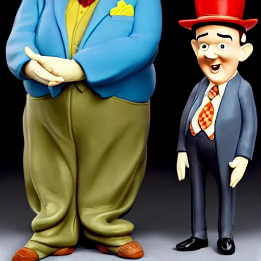 Prompt: Stan Laurel and Oliver Hardy as a Pixar figurine, vibrant, hyperrealistic, Maximalism, mystical, ornate, Intricate