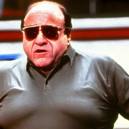 Image similar to Danny Devito as the T1000 terminator movie still, extremely realistic