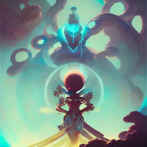 Image similar to zenyatta by pete mohrbacher and guweiz and josan gonzalez, graphic novel