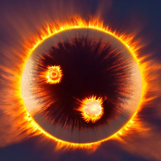 Prompt: a sunset with the sun exploding