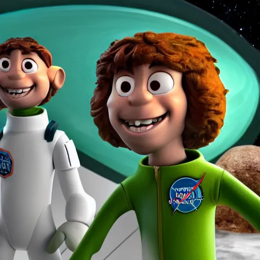 Image similar to norville timothy shaggy rogers as a astronaut, claymation, 8 k, hyperdetalied, cgsociety,
