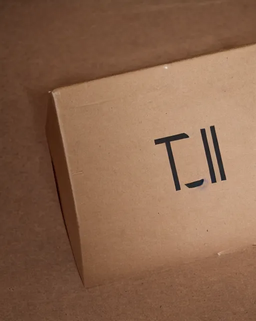 Prompt: A product shot of a cardboard with letter T on it