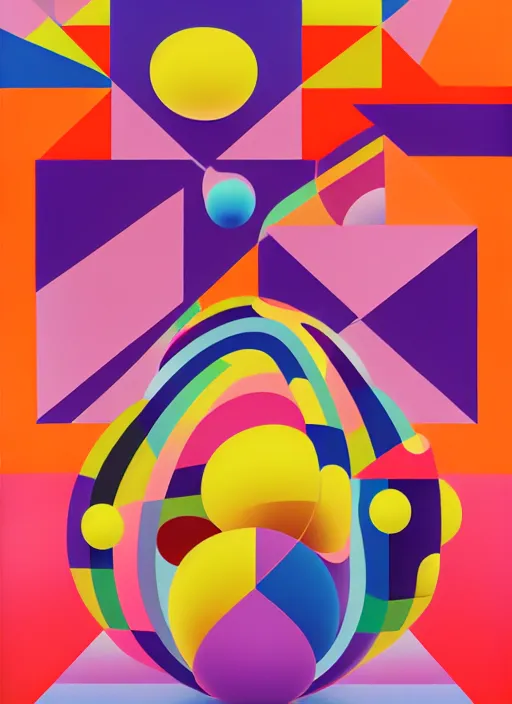 Image similar to inflated geometric shapes by shusei nagaoka, kaws, david rudnick, pastell colours, airbrush on canvas, cell shaded, 8 k