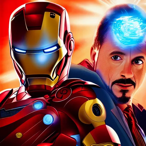 Image similar to iron man and howard the duck, cinematic, 8 k, various digital art