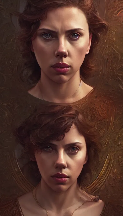 Image similar to scarcity, fibonacci, sweat drops, insane, scarlett johansson, intricate, highly detailed, digital painting, artstation, concept art, smooth, sharp focus, illustration, Unreal Engine 5, 8K, art by artgerm and greg rutkowski and alphonse mucha