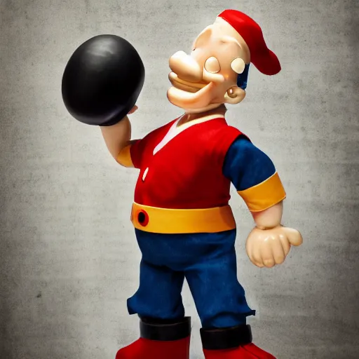 Image similar to 1 2 mp photo of popeye the sailor man, photography, fullbody, dynamic lighting