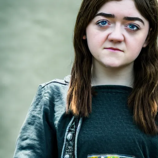 Image similar to portrait of young maisie williams in surabaya today, f/3.5, ISO 100