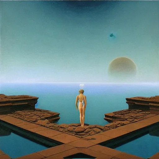 Image similar to David Ligare masterpiece, scifi nightscape, planets, hyperrealistic surrealism, award winning masterpiece with incredible details, epic stunning, infinity pool, a surreal vaporwave liminal space, highly detailed, trending on ArtStation, broken giant marble head statue ruins, calming, meditative