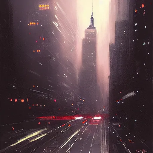 Image similar to make new york in night by greg rutkowski